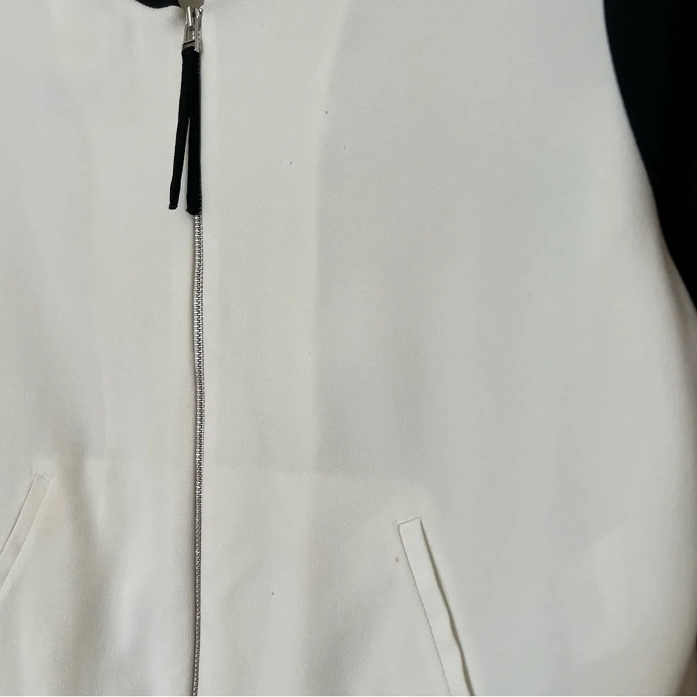 Aritzia Babaton Blouson Bomber Crepe Zip Up Jacket Black White - Size S - Picture 7 of 15